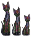 Zestaw trzech kotów z drewna - wys. 30 cm, 40 cm, 50 cm / miks kolorów 85030