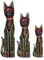 Zestaw trzech kotów z drewna - wys. 30 cm, 40 cm, 50 cm / miks kolorów 86967